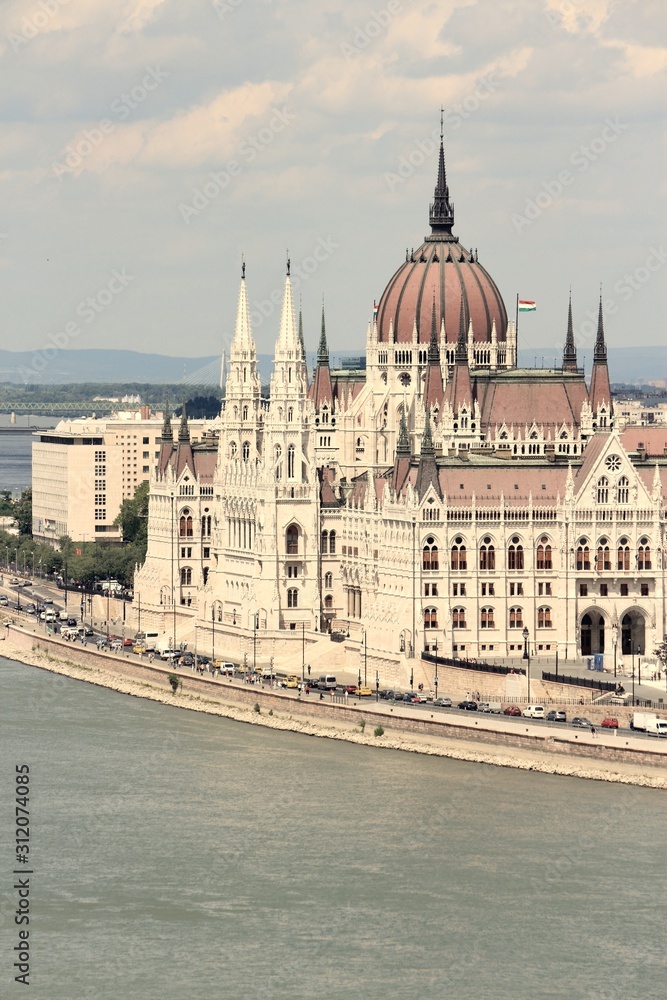 Fototapeta premium Budapest Parliament. Retro filter color tone.