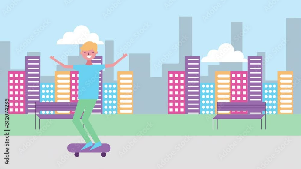 young man in skateboard on the park young man in skateboard on the park