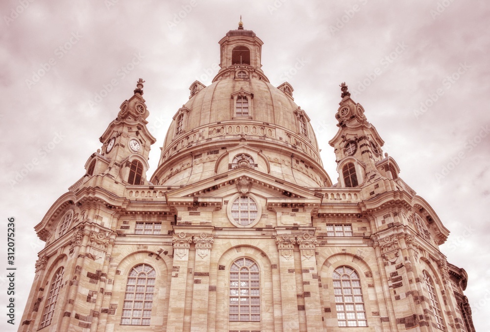 Dresden church. Retro filtered color tone.