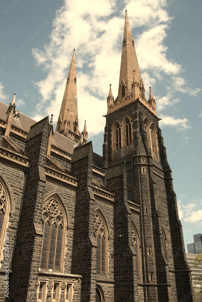 Melbourne - St Philip's Cathedral. Retro filtered colors tone.
