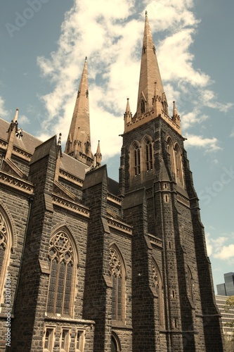 Melbourne - St Philip's Cathedral. Retro filtered colors tone.