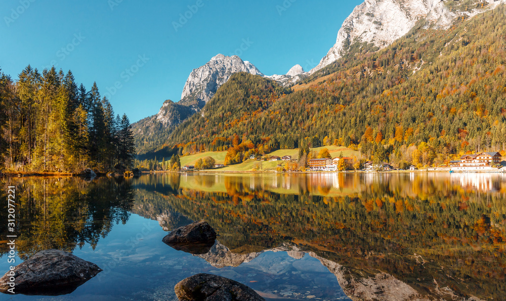 Hintersee lake at sunny day. Wonderful Summer Natural Landscape. Hintersee lake at sunny day. Wonderful Summer Natural Landscape.