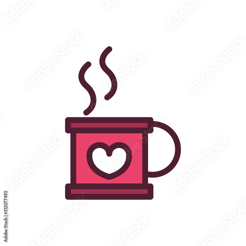 happy valentines day coffee cup heart love romantic feeling icon