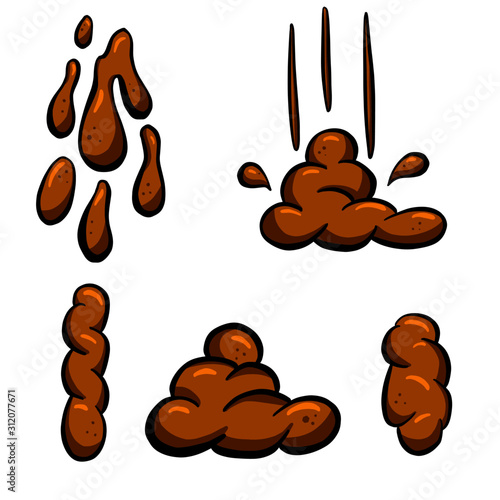 A Collection of Brown Cartoon Poo Poop Faeces Illustrations