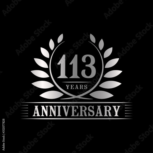 113 years logo design template. Anniversary vector and illustration template.
