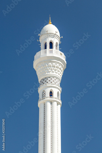 The new mosque named after the Prophet Muhammad made of white marble in Chechnya.