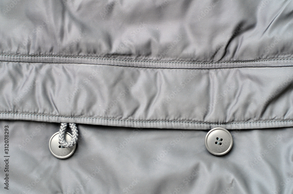 Detail of a winter fur jacket. Buttonhole and buttonhole Detail of a winter fur jacket. Buttonhole and buttonhole