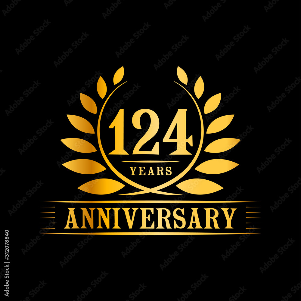 124 years logo design template. Anniversary vector and illustration template. 124 years logo design template. Anniversary vector and illustration template.