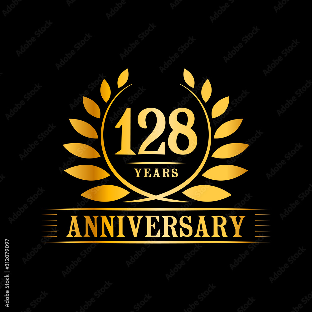 128 years logo design template. Anniversary vector and illustration template. 128 years logo design template. Anniversary vector and illustration template.