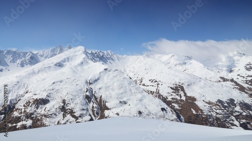 Winter Alps in France - winter ski resort landscape