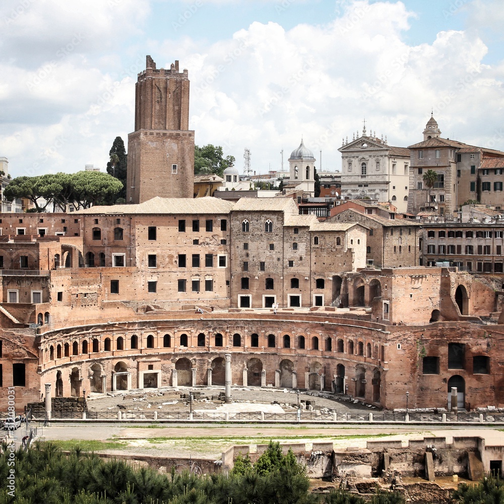 Rome Trajan Forum. Italian landmark.