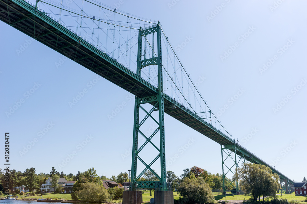 Thousand Islands Bridge across St. Lawrence River. This bridge connects New York State in USA and Ontario in Canada Thousand Islands Bridge across St. Lawrence River. This bridge connects New York State in USA and Ontario in Canada