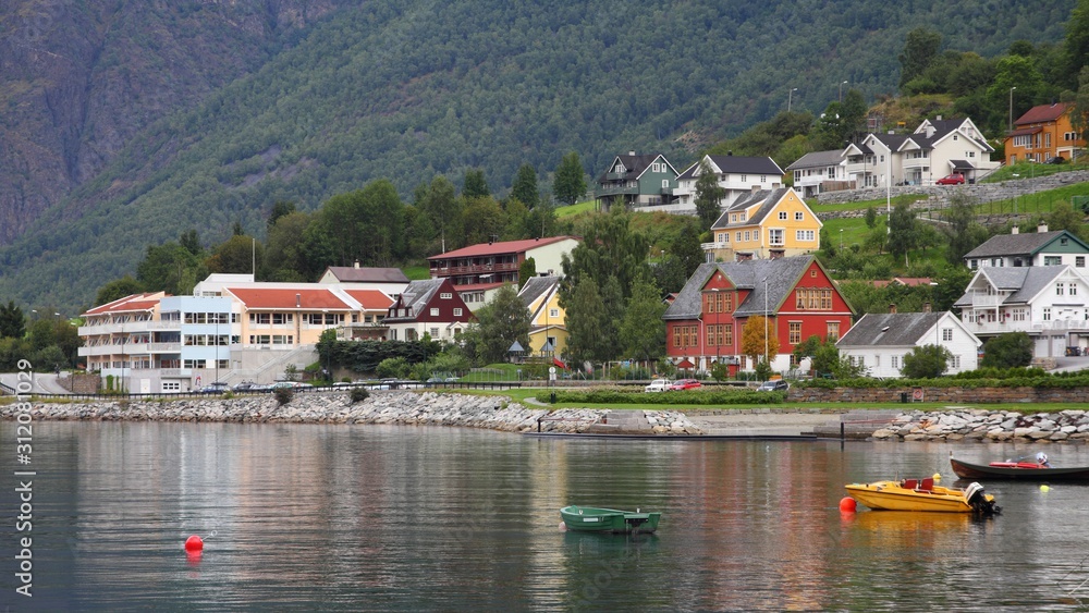 Aurland fiord town in Norway