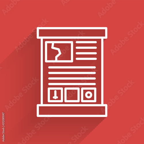 White line Game guide icon isolated with long shadow. User manual, instruction, guidebook, handbook.  Vector Illustration