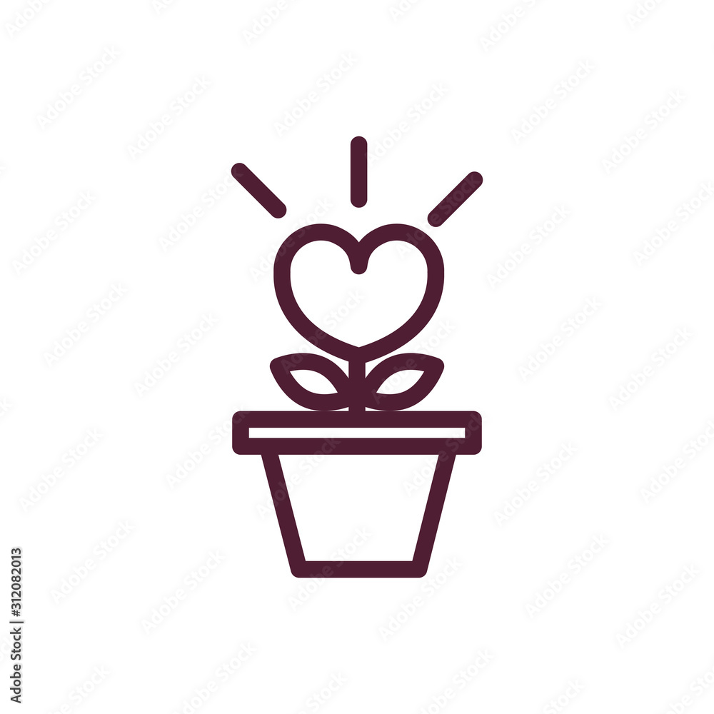 happy valentines day potted flower shape heart love romantic feeling icon thick line happy valentines day potted flower shape heart love romantic feeling icon thick line