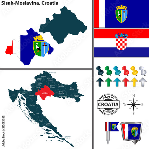 Map of Sisak Moslavina, Croatia photo