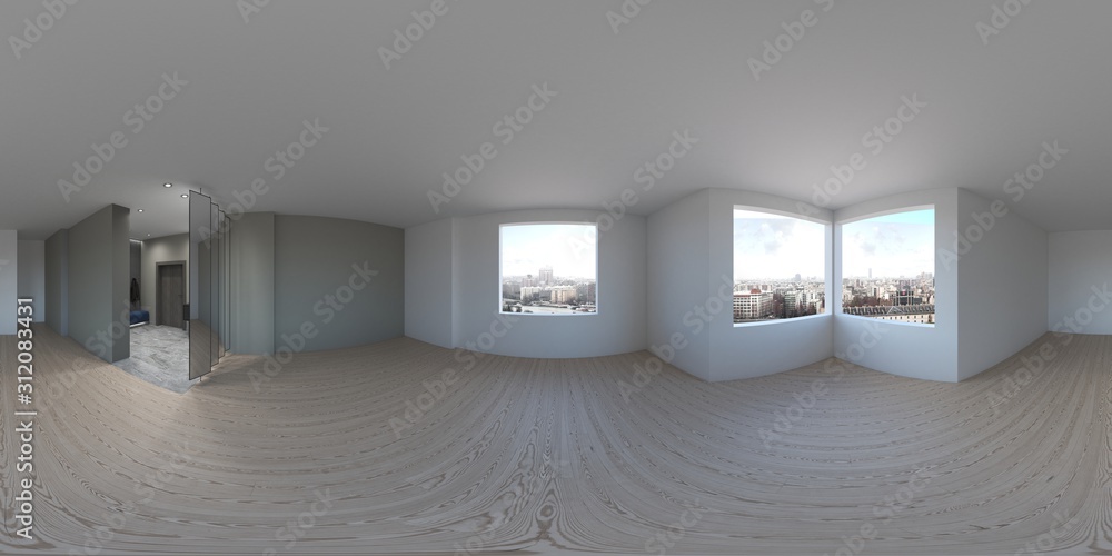 spherical panorama of the interior, 3D illustration spherical panorama of the interior, 3D illustration