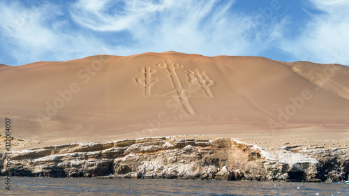 Quadro su tela Ancient large scale candelabrum figure in Paracas national park