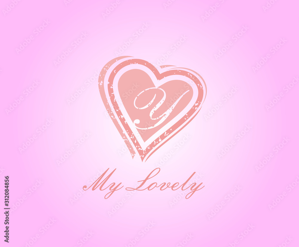 Y Letter Heart Love Logo