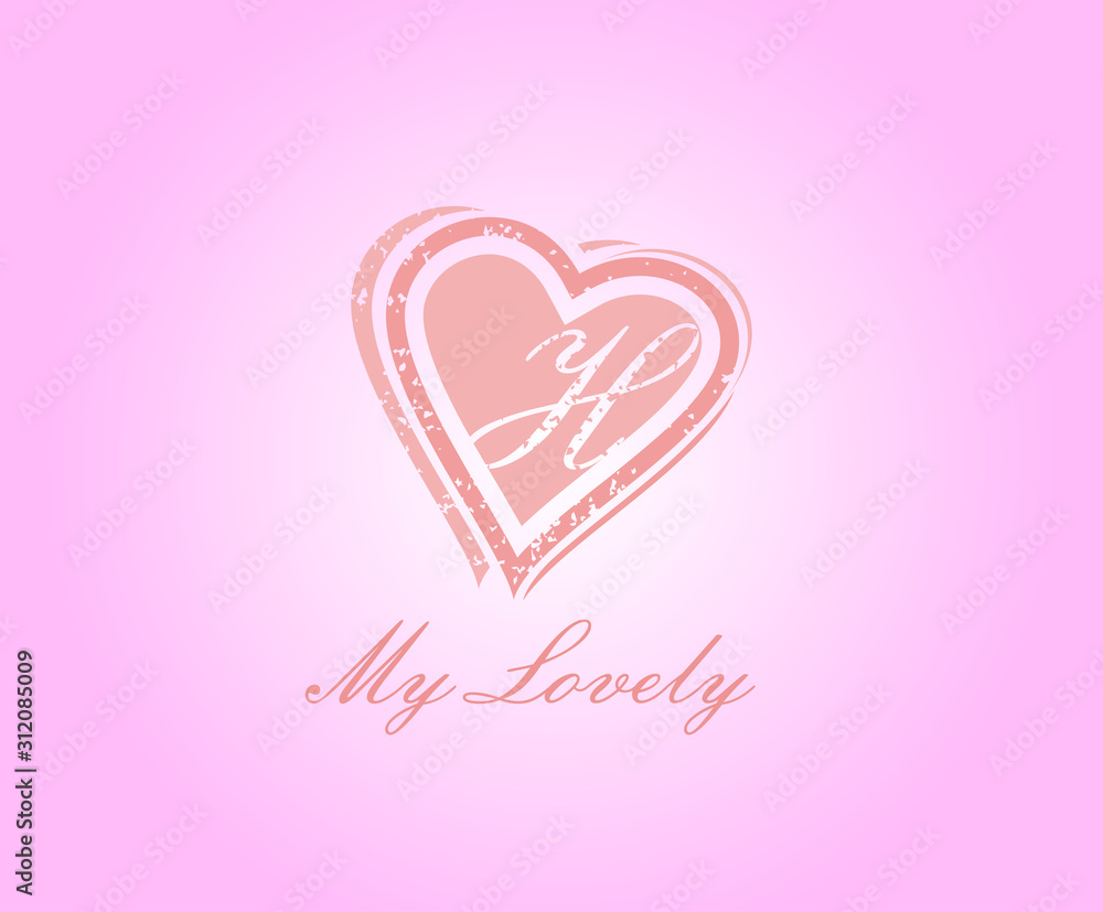 H Letter Heart Love Logo
