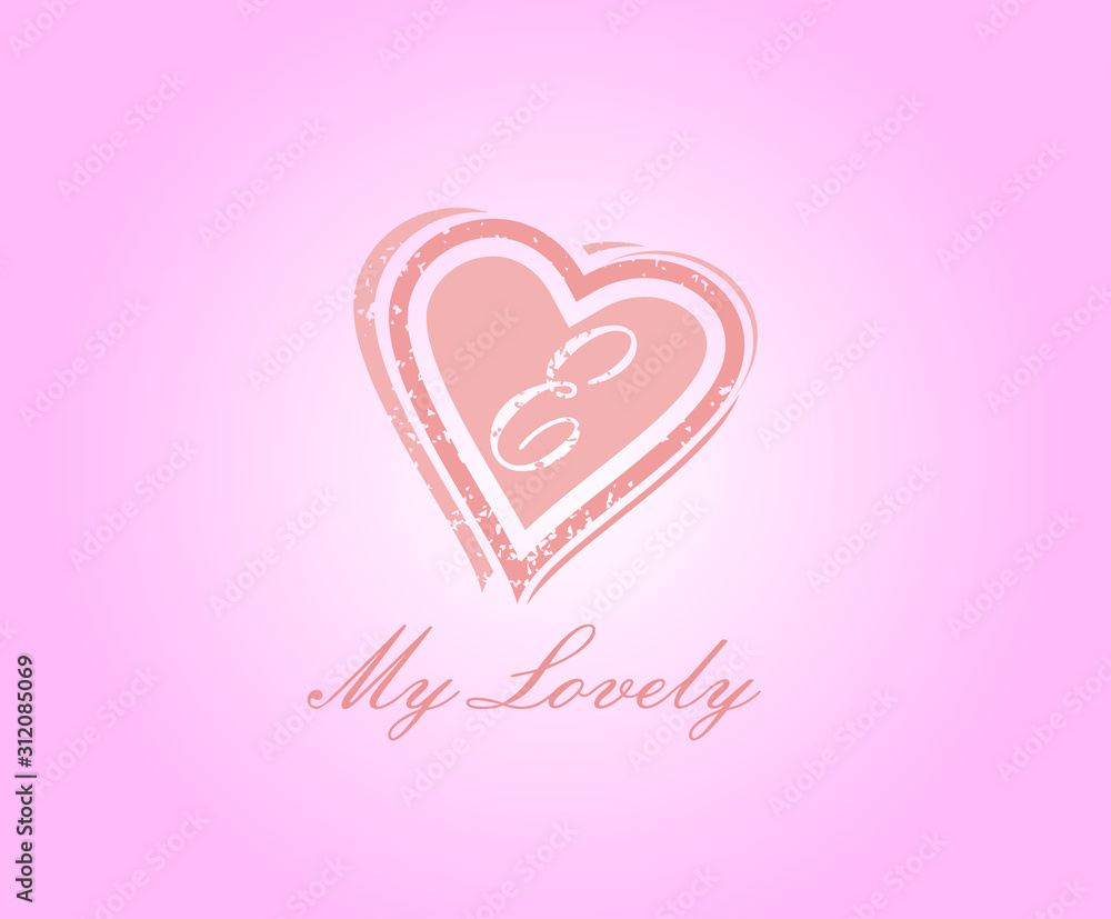 E Letter Heart Love Logo