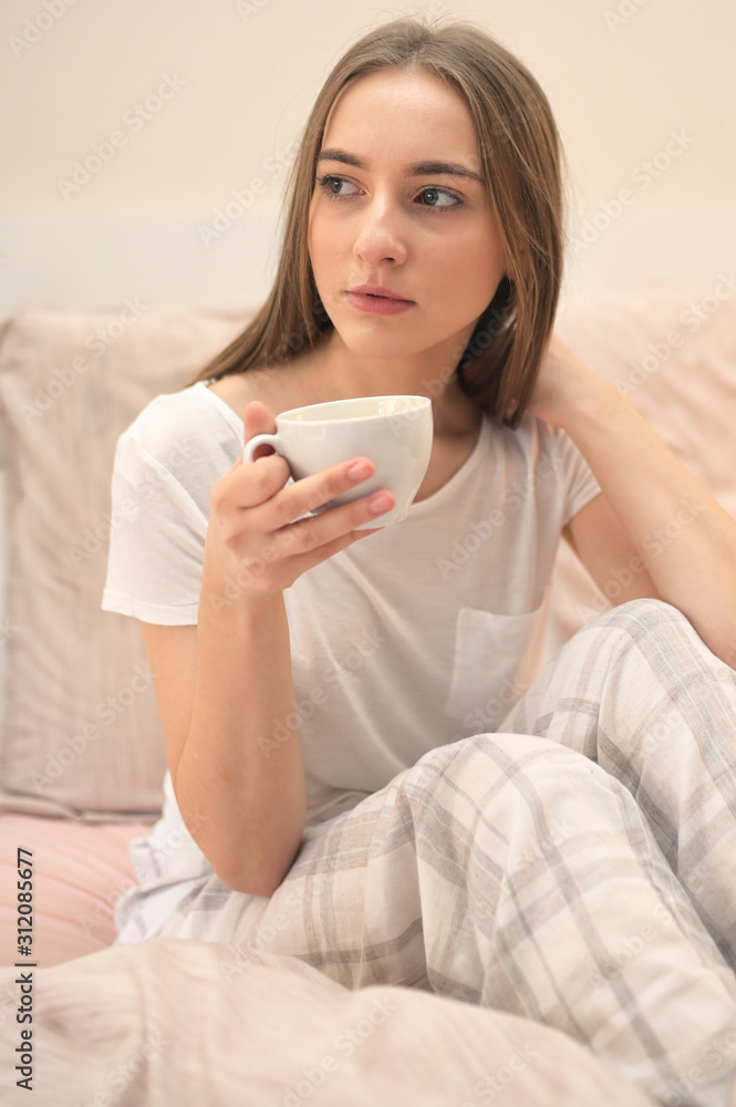 Girl With Cup Of Coffee