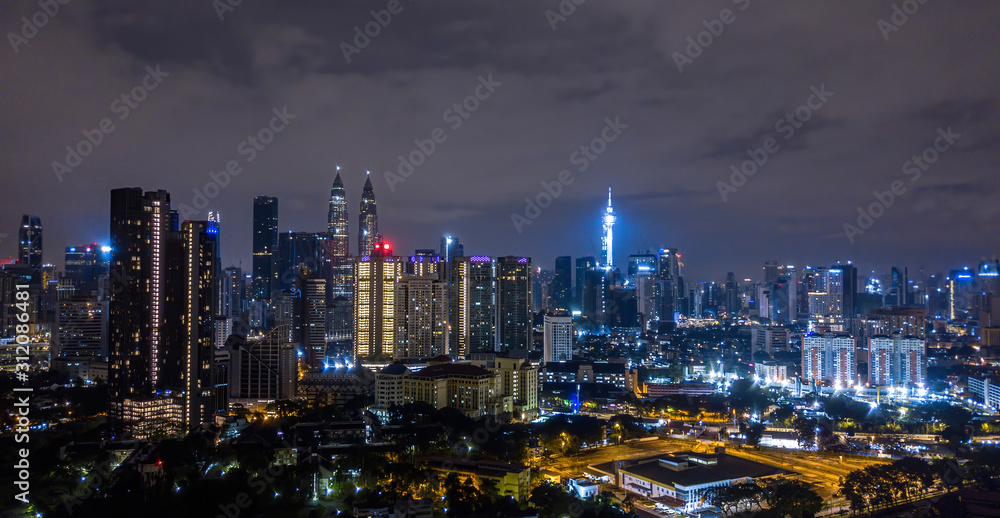 Kuala Lumpur skyline at night before sunrise