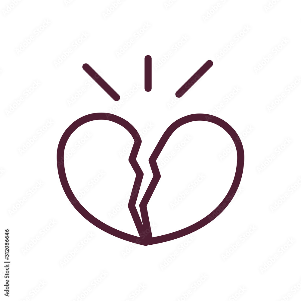 happy valentines day broken heart love romantic feeling icon thick line happy valentines day broken heart love romantic feeling icon thick line