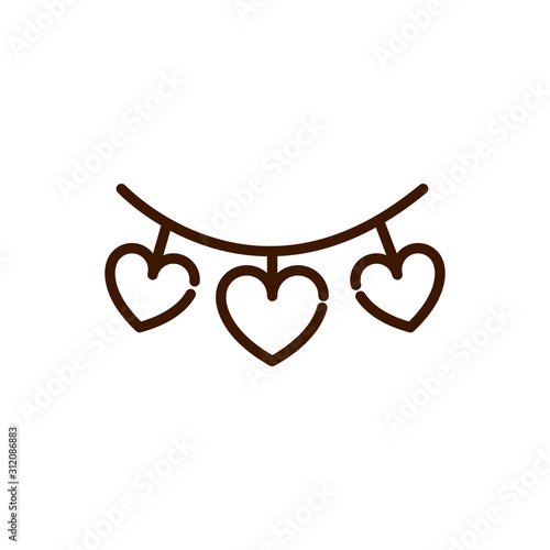 hanging love hearts romantic passion feeling related icon thick line