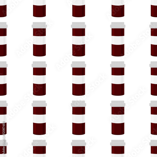 Illustration on theme big colored set different types of pills inside close jar