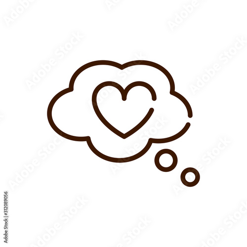 think bubble love heart romantic passion feeling related icon thick line