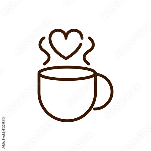 coffee cup love heart romantic passion feeling related icon thick line