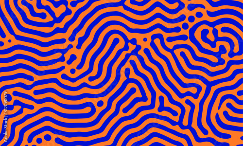 Psychedelic abstract background made by generative algorithm: Reaction-diffusion or Turing pattern formation.