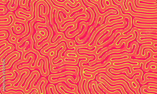 Psychedelic abstract background made by generative algorithm: Reaction-diffusion or Turing pattern formation.