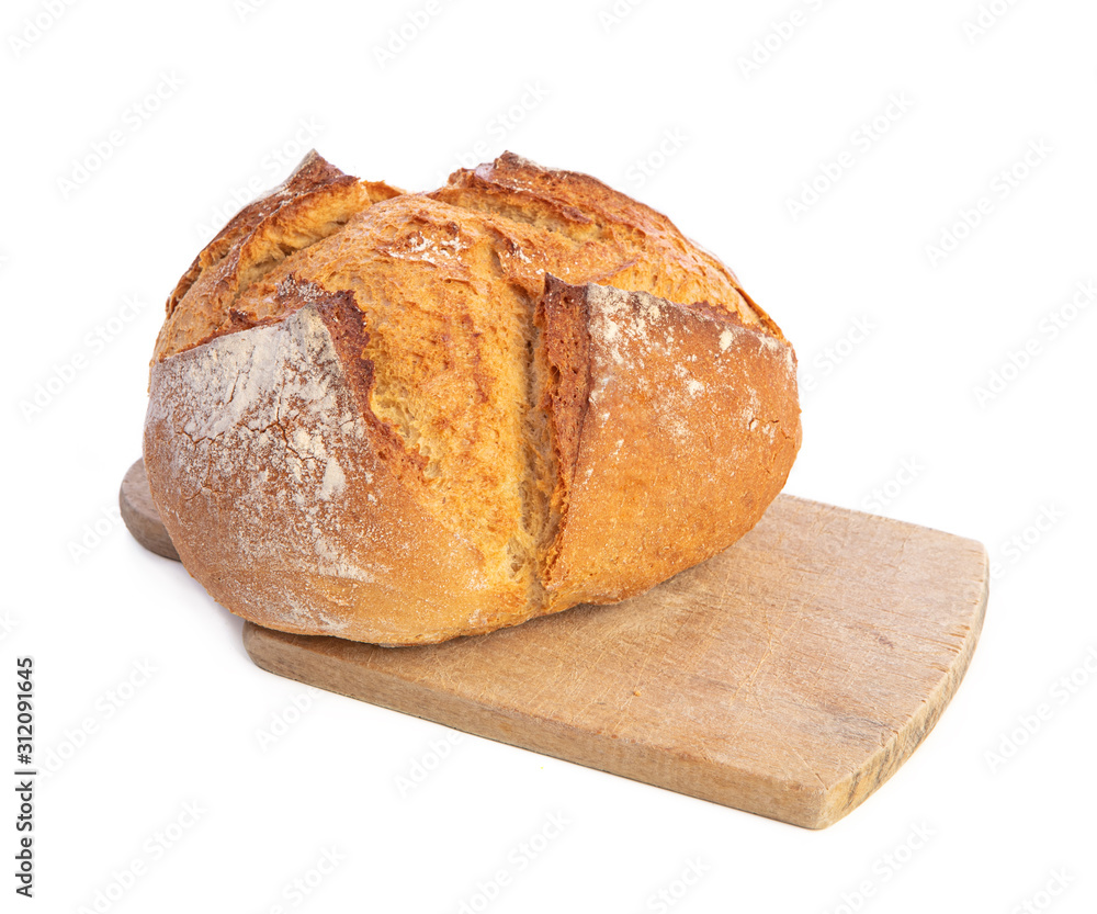 traditional round bread with cutting board traditional round bread with cutting board