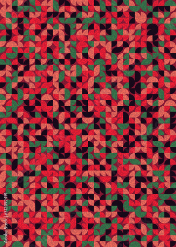 Seamless pattern with random colored quarter circles Generative Art background illustration © vector_master