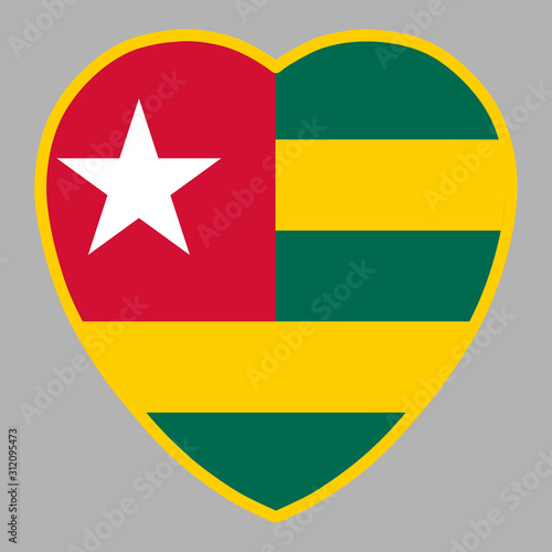 Togo Flag In Heart Shape Vector illustration eps 10