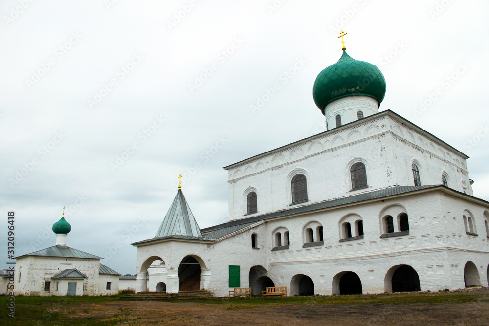 Fototapeta premium Church Protection Theotokos refectory of Male Holy Trinity Alexander Svirsky man' monastery