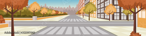 Streets on a big colorful city with park.