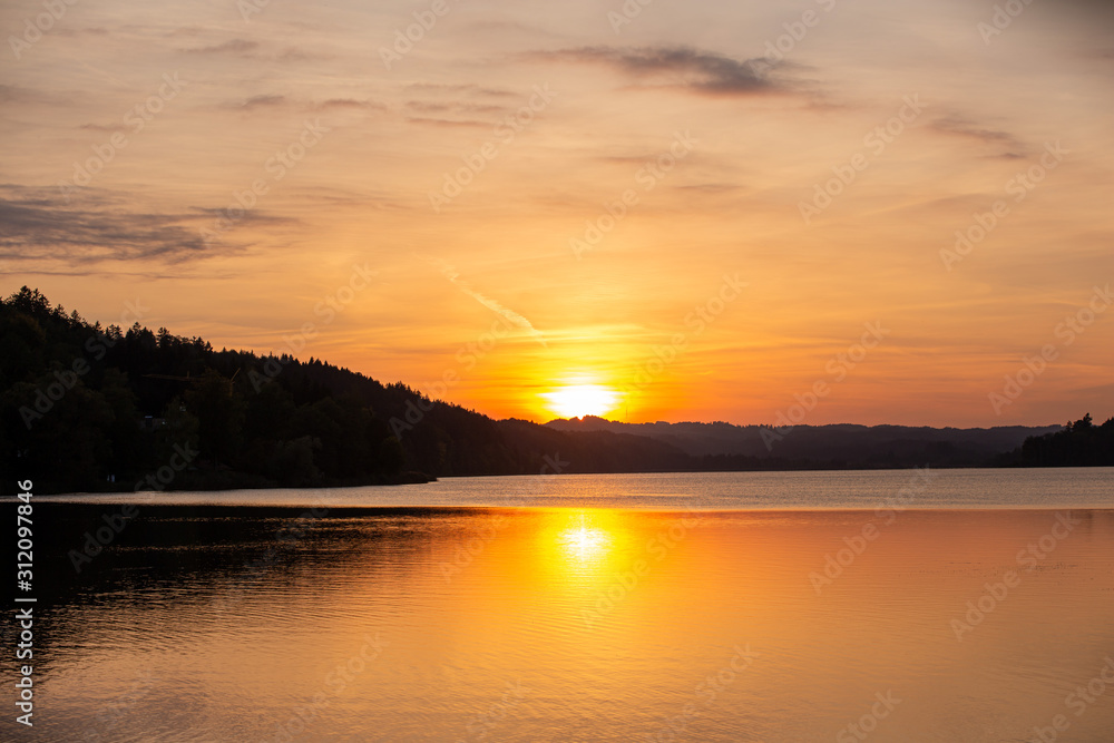 sunset over lake staffelsee germany
