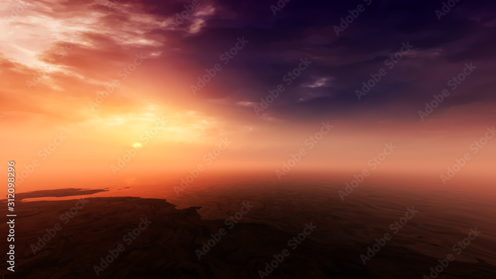 majestic fantasy planet sunset environment majestic fantasy planet sunset environment
