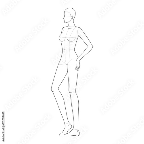 Fashion template of women in standing pose. 