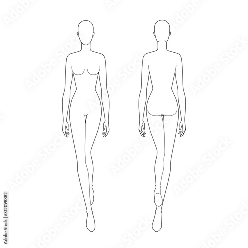 Fashion template of walking lady.