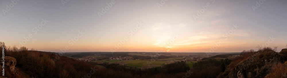 sunset franconian switzerland panorama from plankenstein