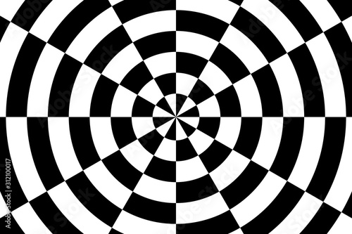 Vector abstract illustration of target background in chess pattern.