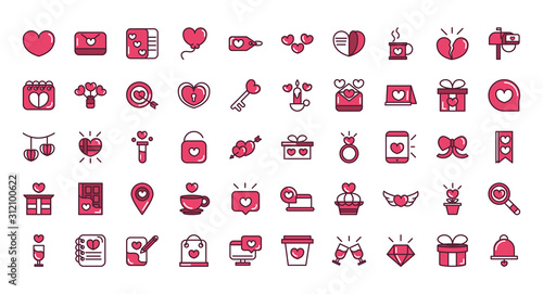 happy valentines day love romantic feeling icons collection