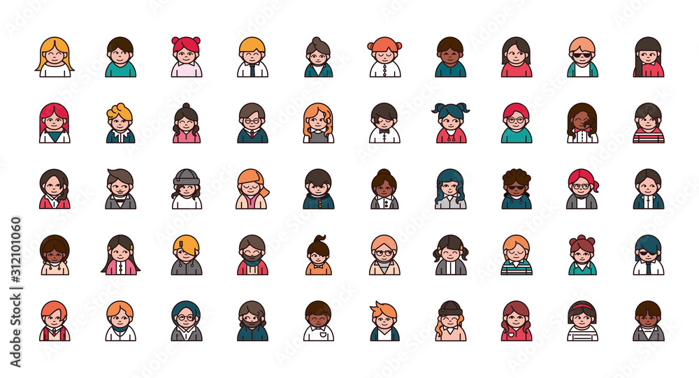 people cartoon characters avatar men and women set people cartoon characters avatar men and women set