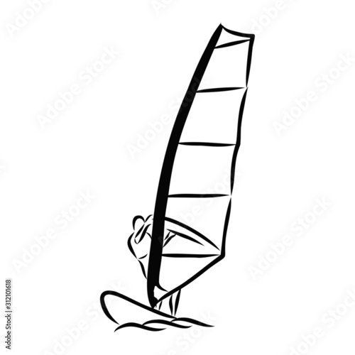 vector illustration of windsurfing on white background