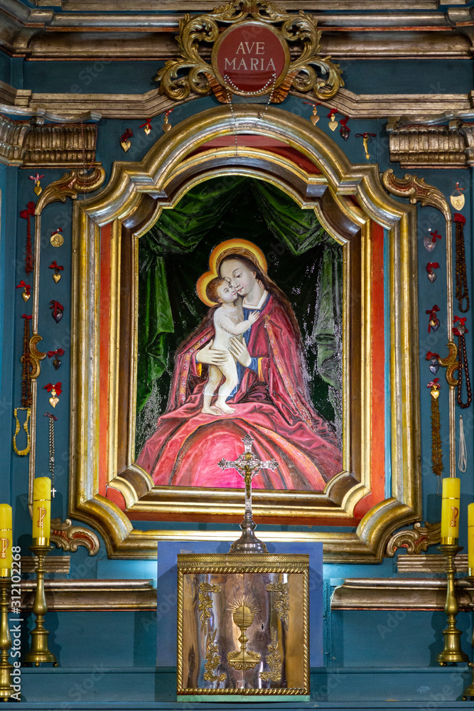 Tylicz, Poland. 2019/8/8. The painting of the Madonna in the Sanctuary of Our Lady of Tylicz.