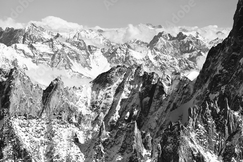 Monochromatic alpine landscape in Haute Savoie, France, Europe photo